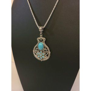 Unique Imitation Turquoise Pendant Necklace Boho Bohemian Hippie